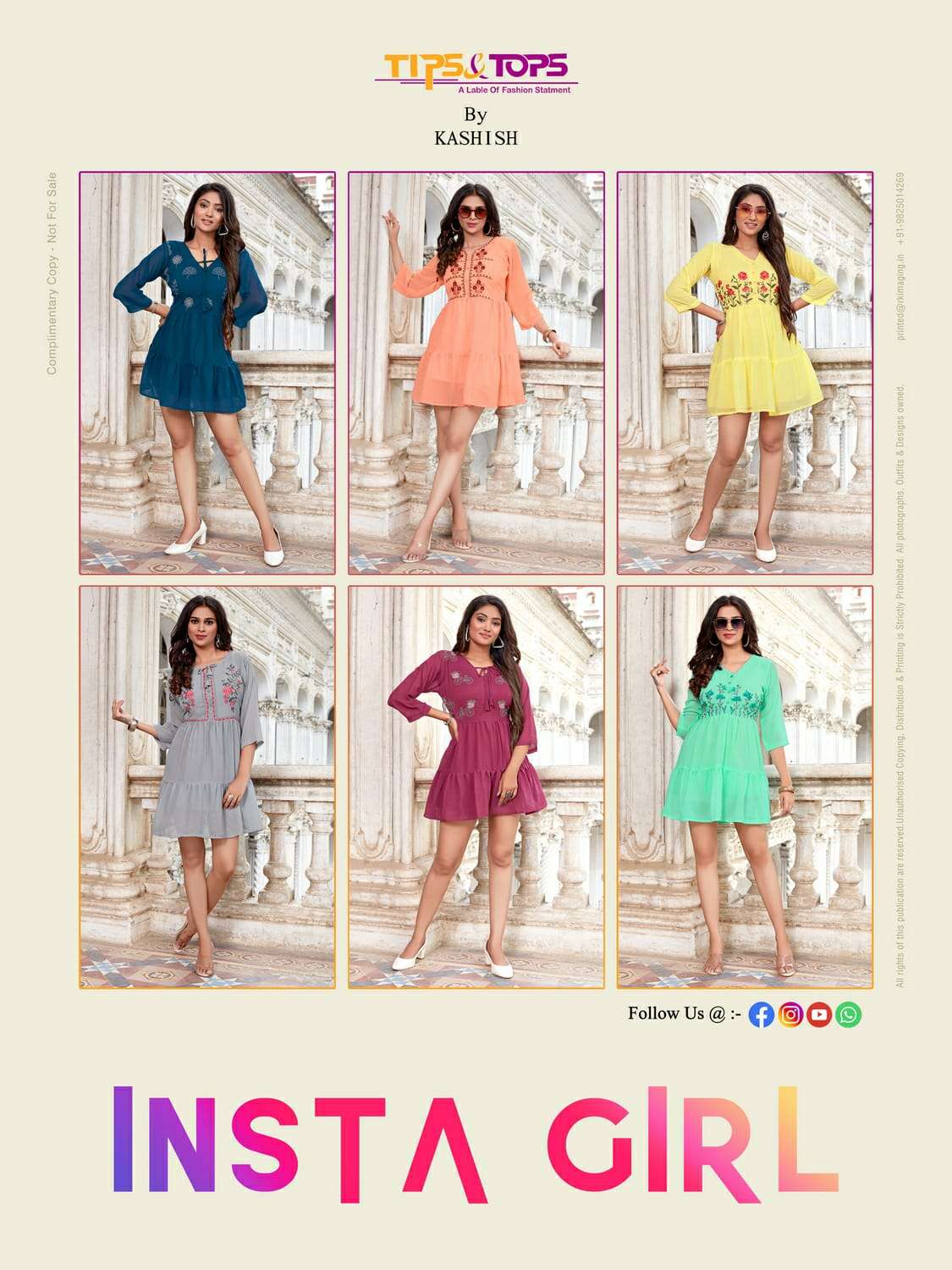 Tips & Tops-Insta Girl-Heavy-Georgette-Embroidery-Work-Short-Kurti-Inner-Collage